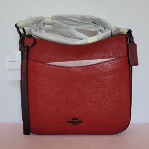 COACH Chaise Colorblocked Pebbled Leather Crossbody- Brick Red Multi-color ⭐